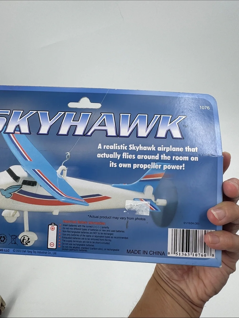 DARON Skyhawk Battery Operated Kids Toy Airplane - Blue & White For Ages 4+